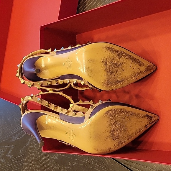 RARE Limited Edition Matte Purple VALENTINO Rock Stud Heels | Size 9 - Picture 10 of 12